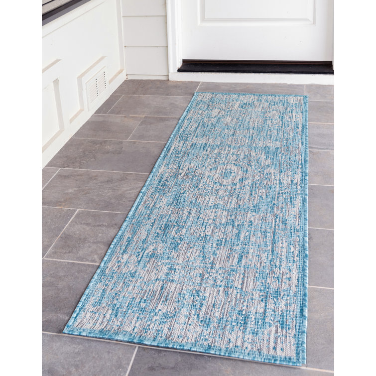 Charlton Home® Loughlin Machine Woven / Power Loomed Blue/Gray Indoor